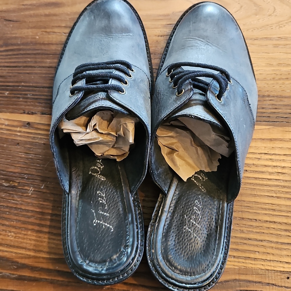 Free People Gray Leather Lace-Up Mule Clogs - Picture 4 of 5